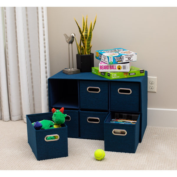 Inbox Zero Blush Linen Cube Organizer Shelf With 6 Storage Bins